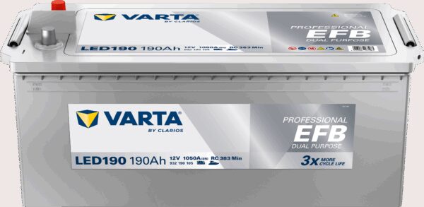 VARTA Fritidsbatteri EFB Batteri 12V 190AH 1050CCA (513x223x190/223mm) +venstre LED190