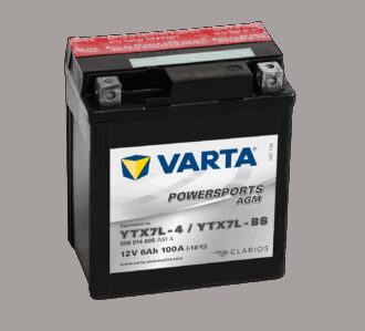 VARTA AGM MC Batteri 12V 6AH 100CCA (114x71x131mm) +høyre YTX7L-BS