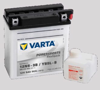 VARTA MC Batteri 12V 5AH 60CCA (121x61x131mm) +høyre YB5L-B