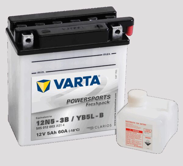 VARTA MC Batteri 12V 5AH 60CCA (121x61x131mm) +høyre YB5L-B