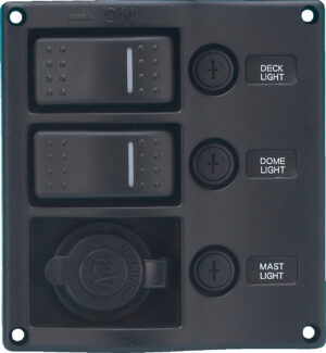 Bryterpanel med aut.sikring, 12V uttak, sort