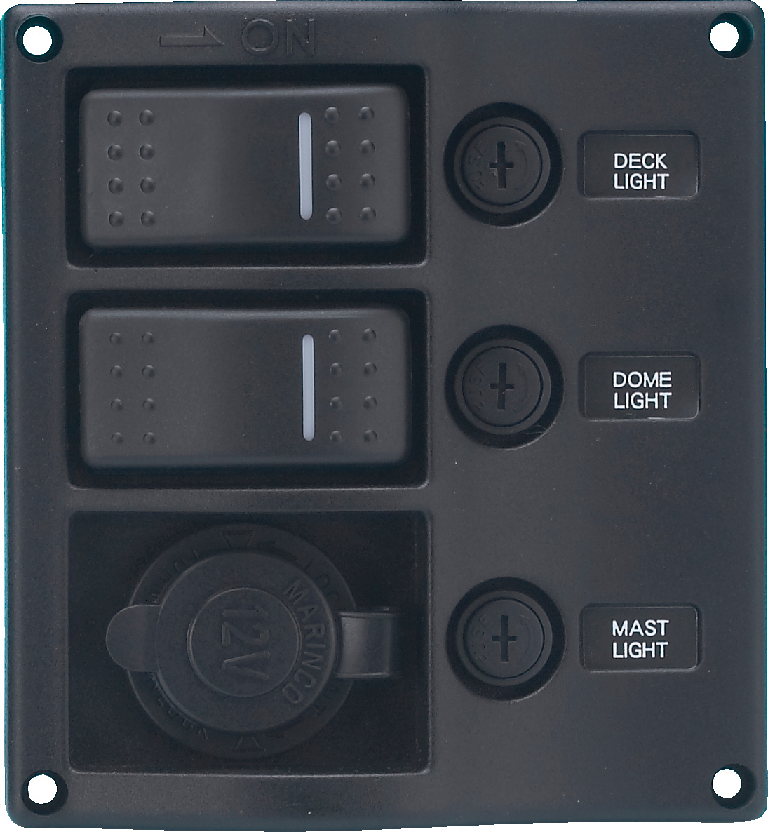 1010153_XL Bryterpanel med aut.sikring, 12V uttak, sort - Bilde 1