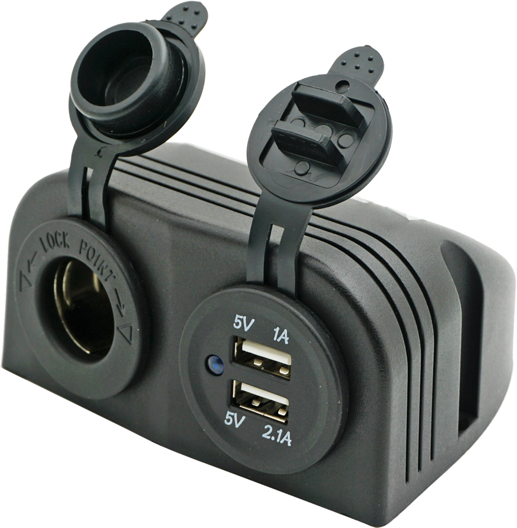 Strømuttak + dobbel USB, utenpåliggende 1 Strømuttak + dobbel USB, utenpåliggende