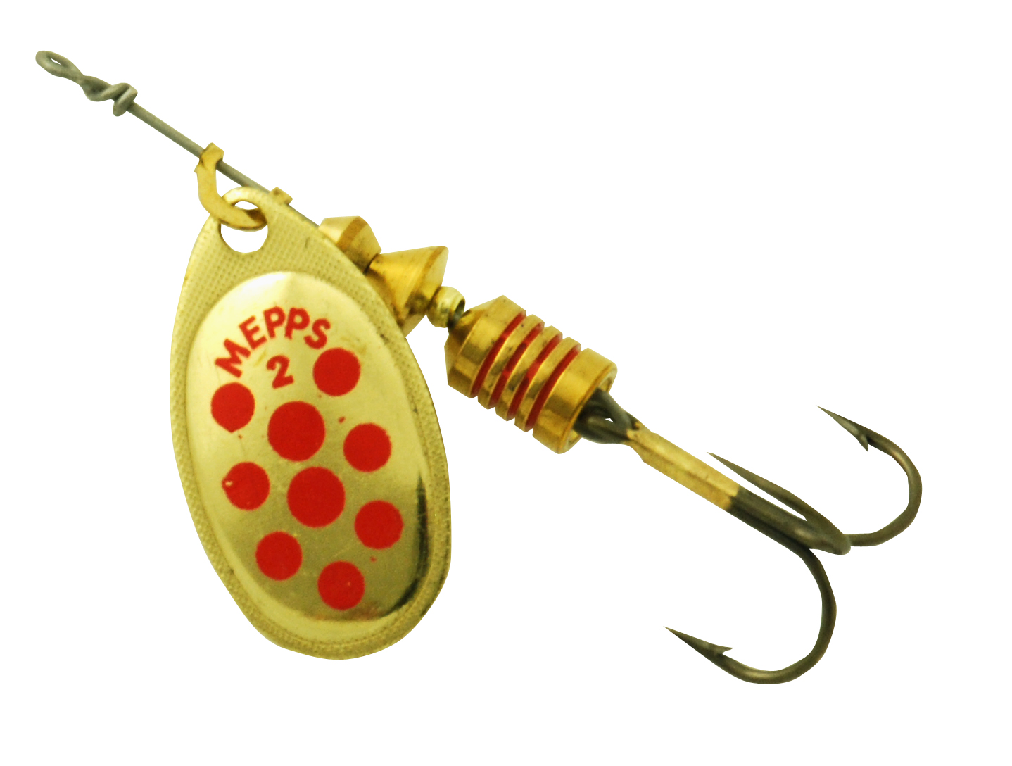 Sølvkroken Mepps - Aglia - Gull / Røde Prikker