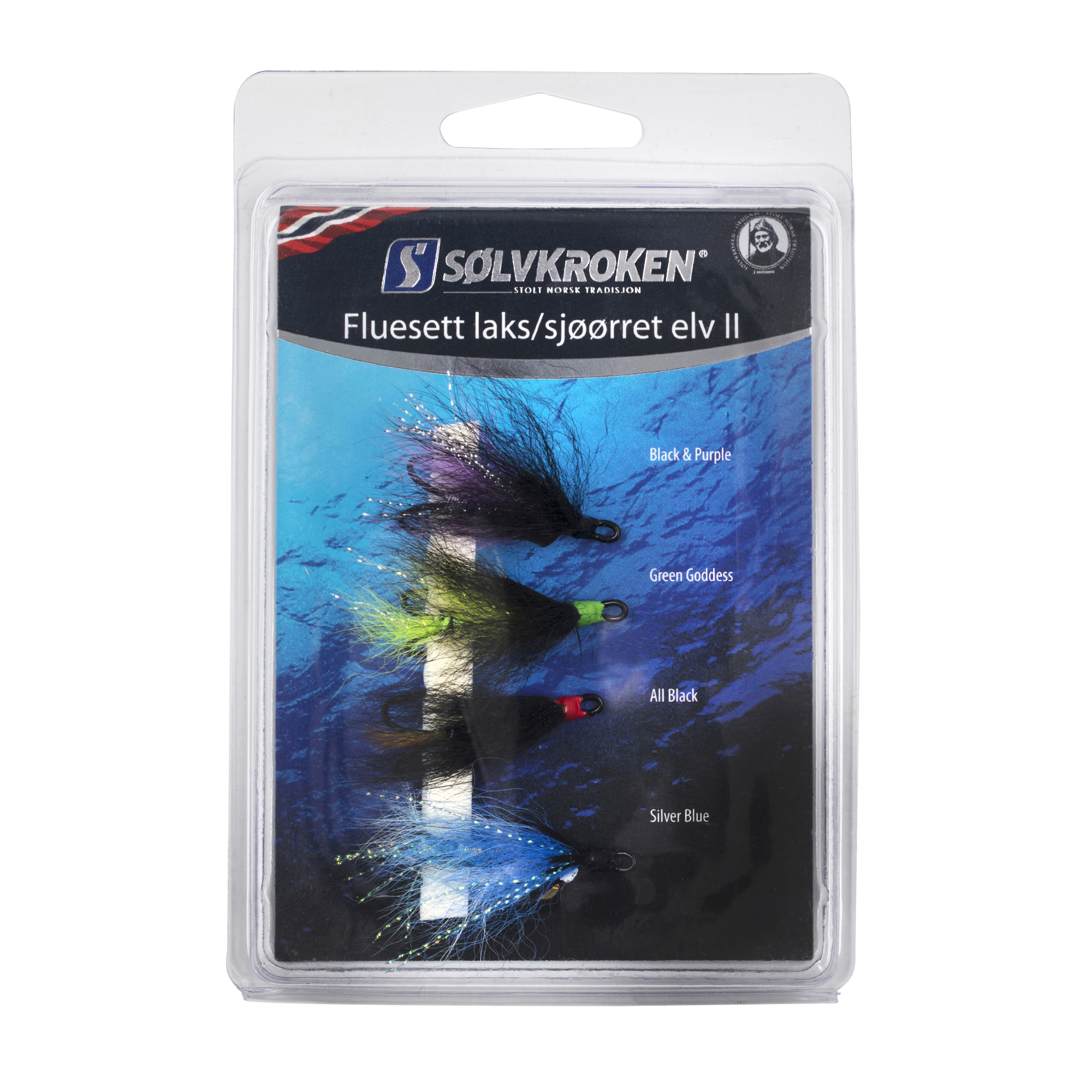 Sølvkroken Laks/Sjøørret II - 4pk - Fluesett