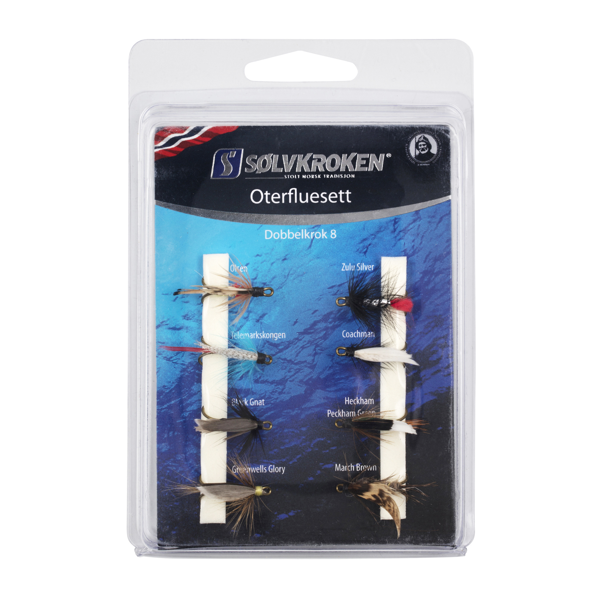 Sølvkroken Oterfluesett  DK8 - 8pk - Fluesett