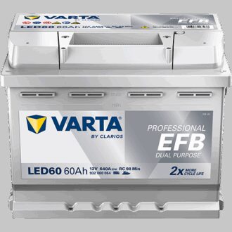 VARTA Fritidsbatteri EFB Batteri 12V 60AH 640CCA (242x175x190/190mm) +høyre LED60 (VAR-930060)
