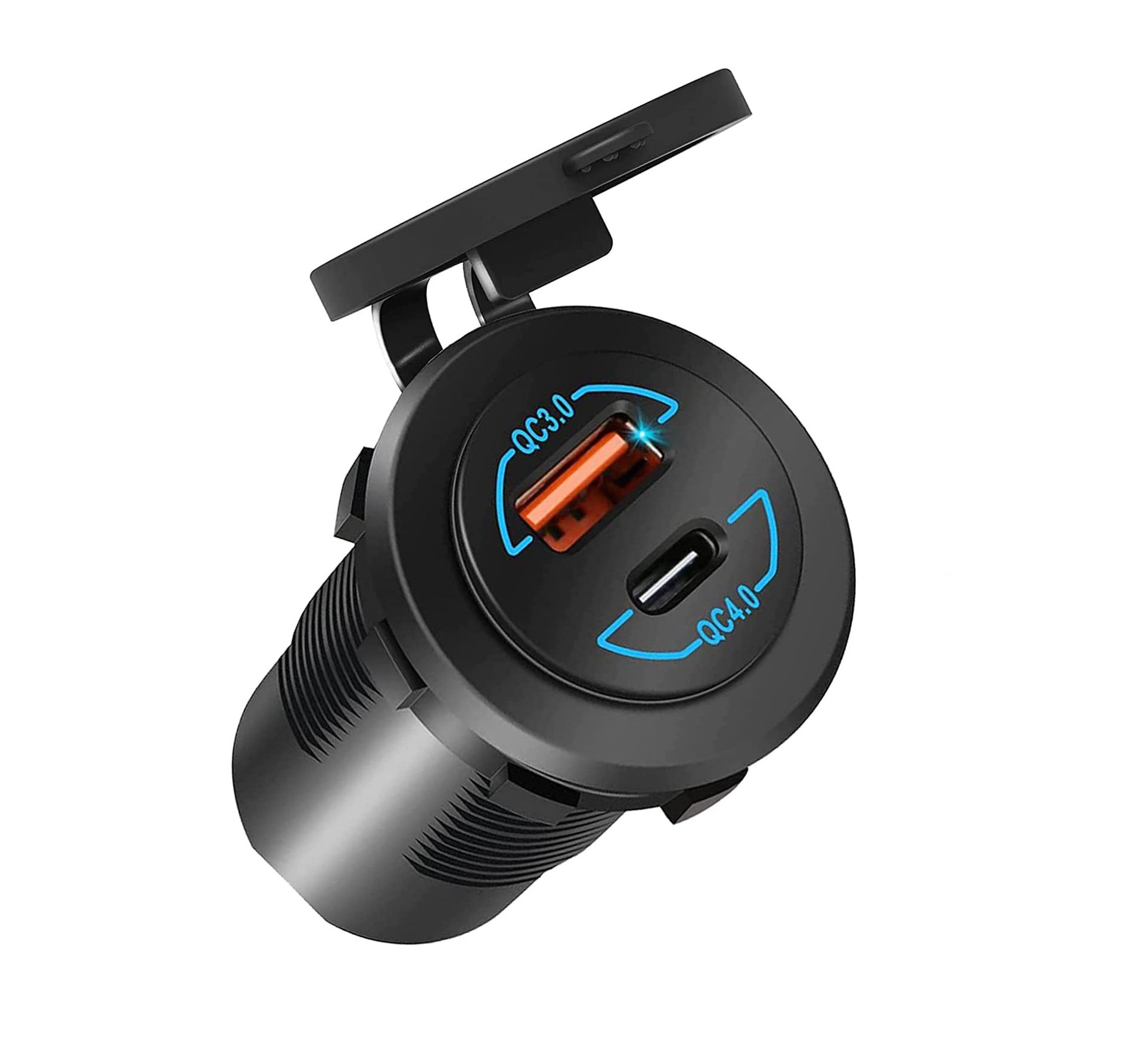 Stikkontakt/Sigarettenneruttak Innfelt rund USB-A og USB-C 1 Stikkontakt/Sigarettenneruttak Innfelt rund USB-A og USB-C