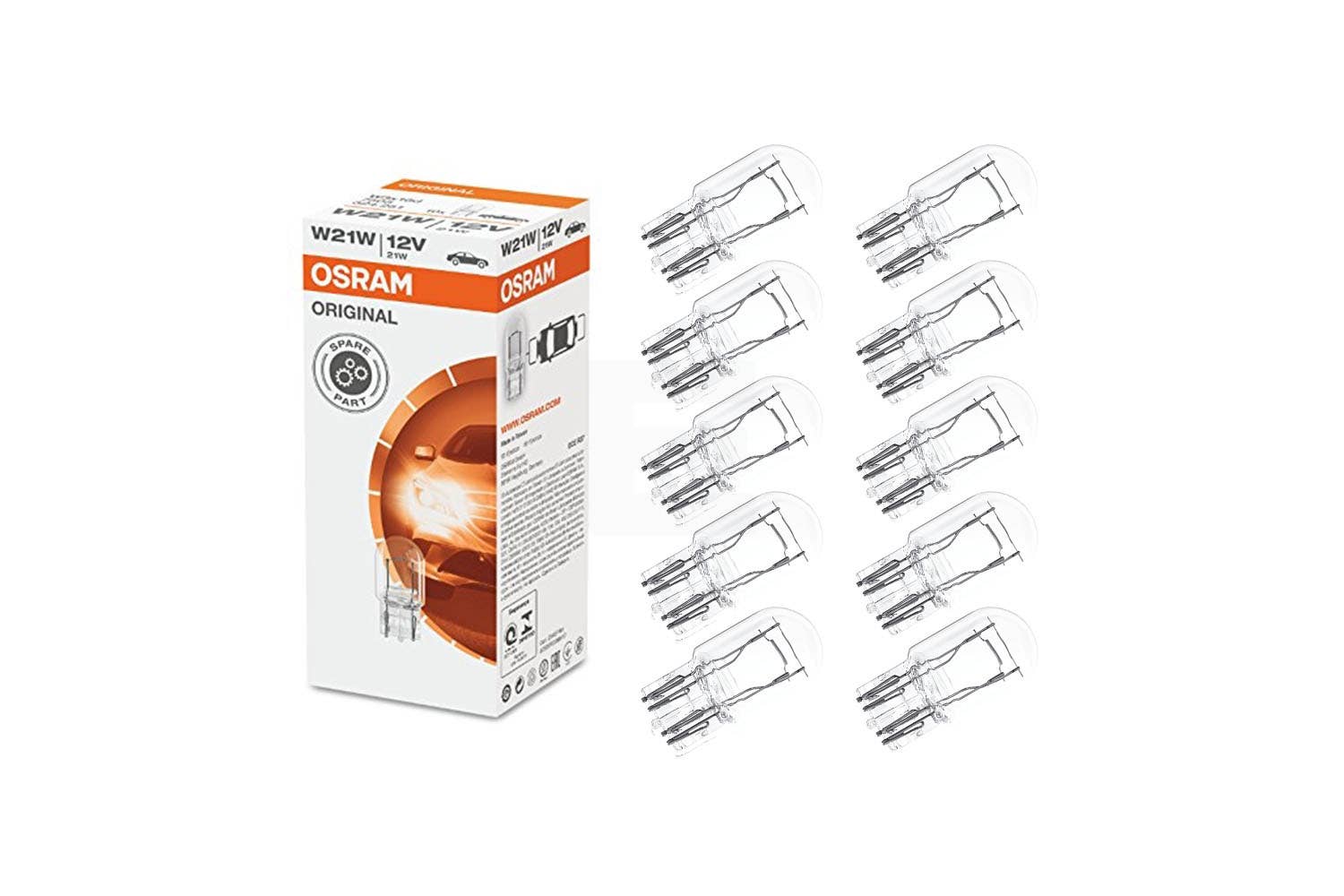 Osram W21/5W halogenpære 10pak 1 Osram W21/5W halogenpære 10pak