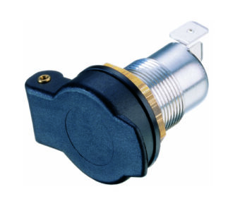 DIN 12/24V uttak for innfelling m/lokk med fjær 16A 12-24V