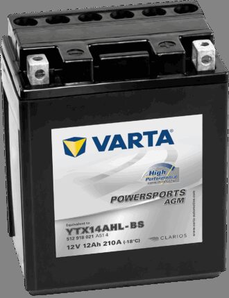 VARTA AGM MC Batteri 12V 12AH 210CCA (134x89x166mm) +høyre YTX14AHL-BS