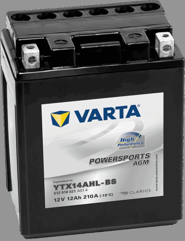 VARTA AGM MC Batteri 12V 12AH 210CCA (134x89x166mm) +høyre YTX14AHL-BS