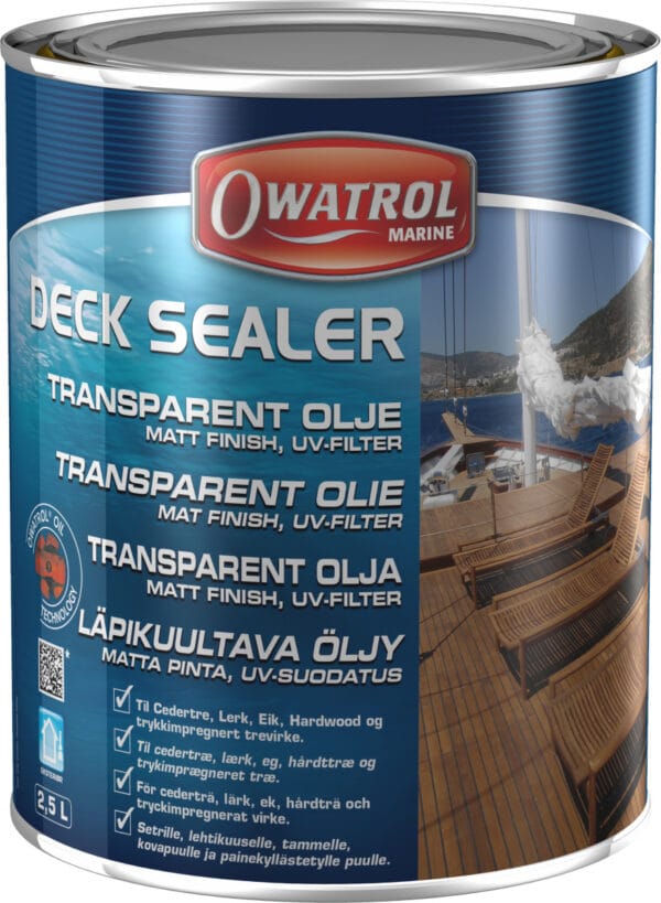 Owatrol Deck Sealer langtidsvirkende transparent olje med UV-filter for teak dekk
