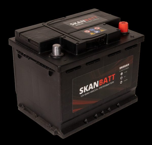 SKANBATT Fritidsbatteri 12V 60AH 480CCA (242x175x190/190mm) +høyre