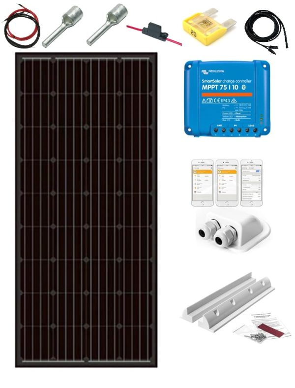 SKANBATT 107x55 - 110W - Slim&Short komplett kit Monopanel med VICTRON BT MPPT