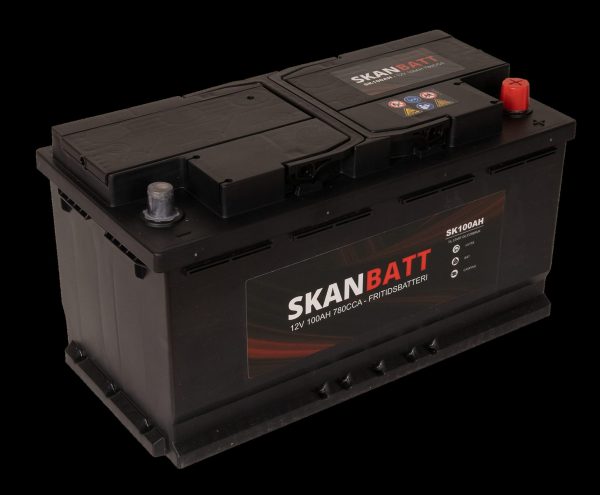 SKANBATT Fritidsbatteri 12V 100AH 780CCA (354x175x190/190mm) +høyre