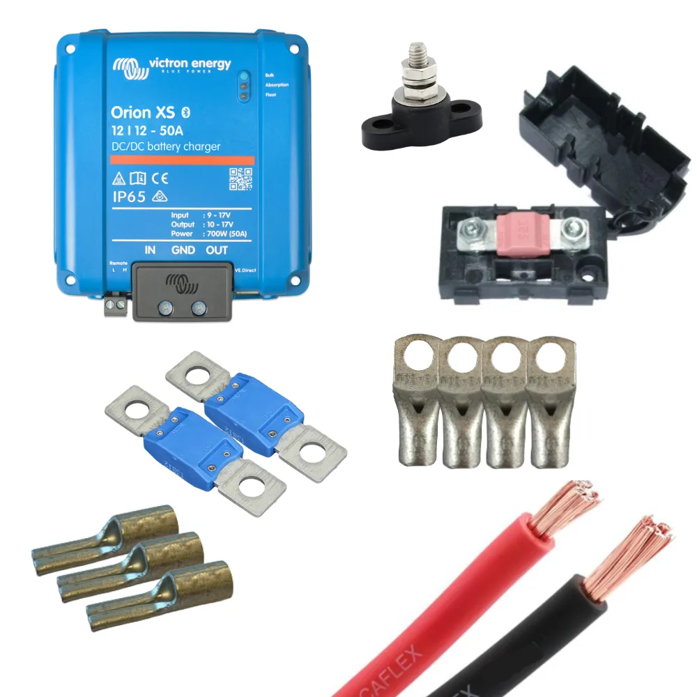Ladepakke Båt m/ Victron 50A DC-DC lader med fortinnet kabler