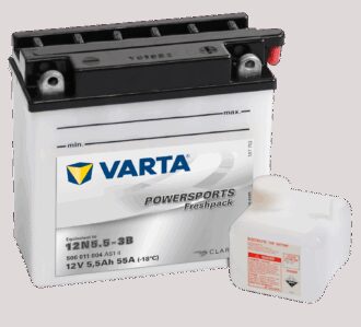 VARTA MC Batteri 12V 5,5AH 55CCA (136x61x131mm) +høyre 12N5,5-3B