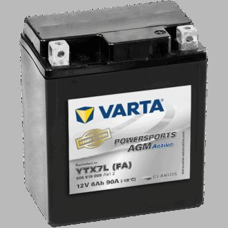 VARTA AGM MC Batteri 12V 6AH 100CCA (113x70x130mm) +høyre YTX7L (FA)