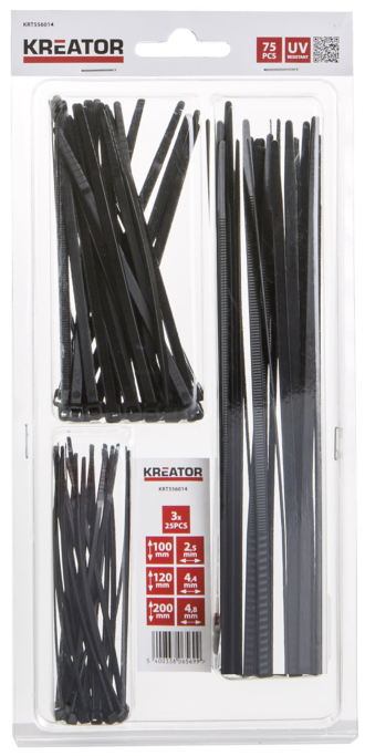 Kreator Strips - Assorterte - Sort - UV - 3x25 stk