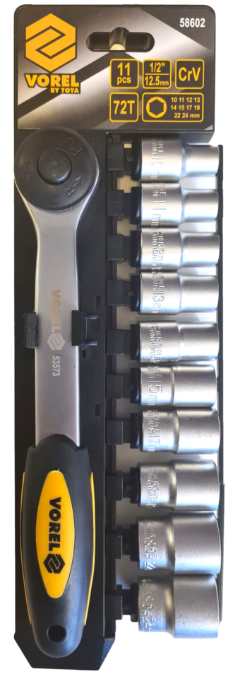 Vorel Pipesett 1/2'' - 11 deler - 10-24 mm