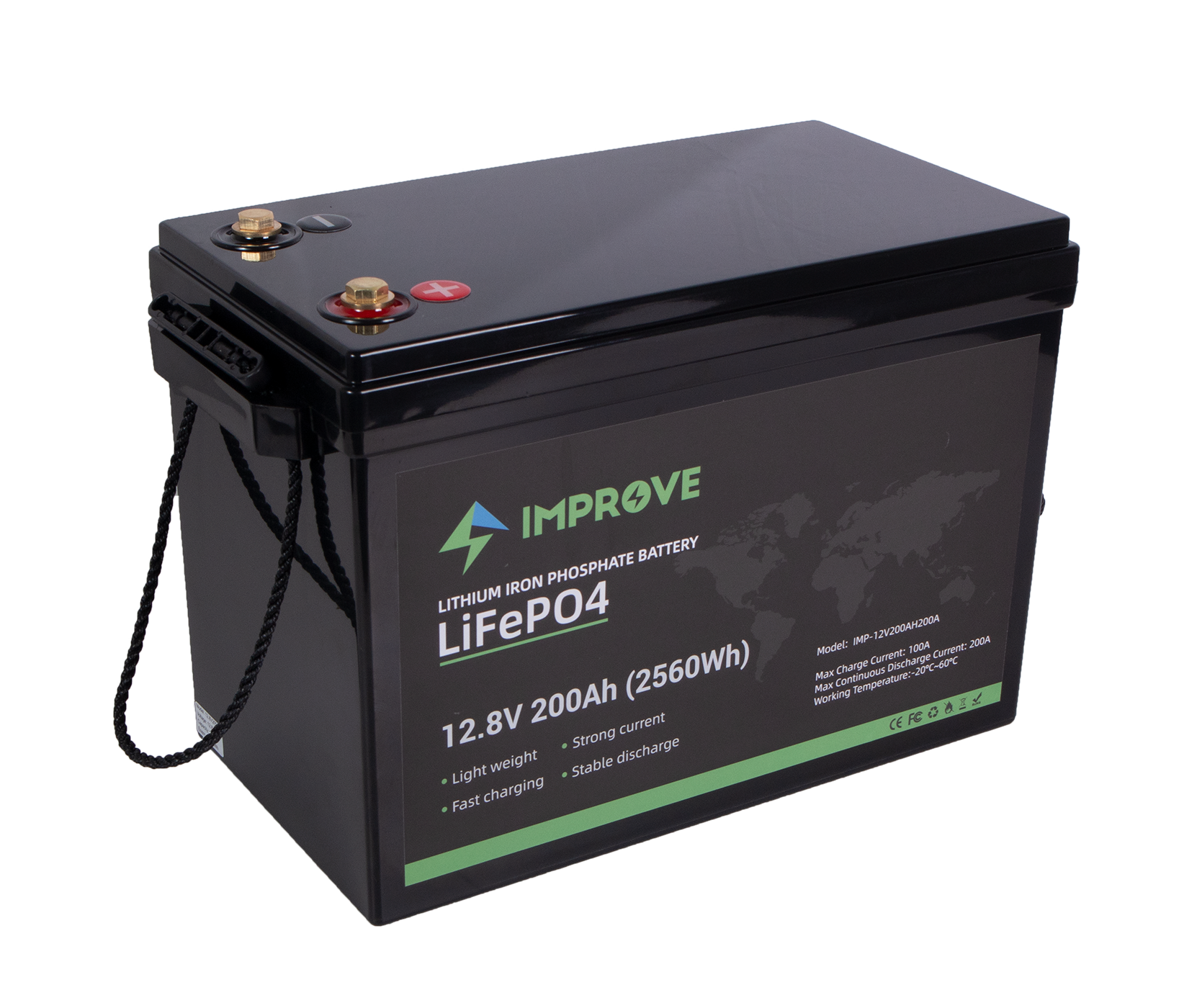 IMPROVE Lithium Batteri 12V 200Ah (LiFePO4) BMS 200A