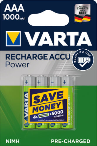 VARTA Oppladbart AAA 1000mAh 1,2V 4-pakning