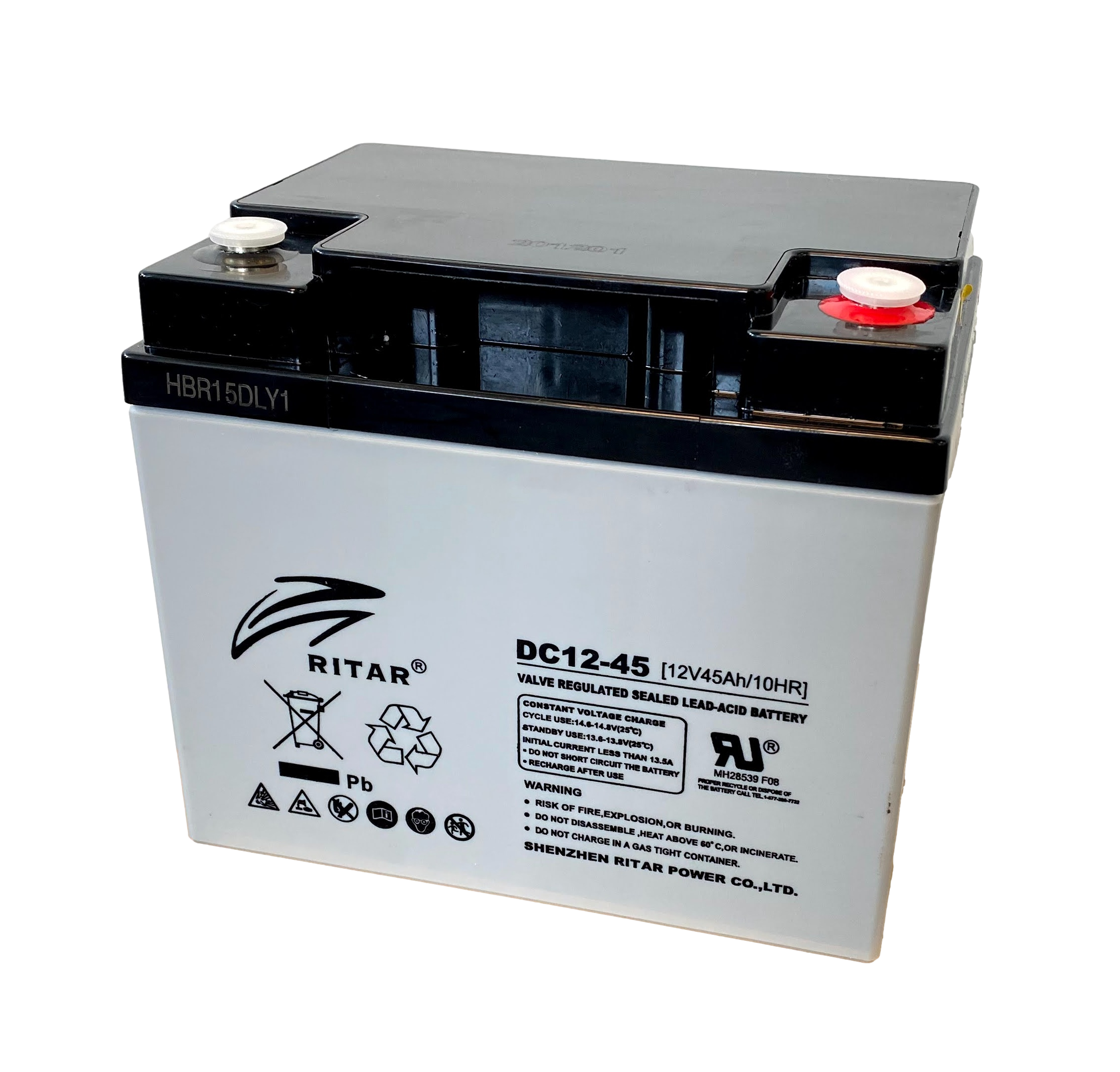 RITAR AGM Deep Cycle Batteri 12V 45AH (197x165x169mm) +høyre 1 RITAR AGM Deep Cycle Batteri 12V 45AH (197x165x169mm) +høyre