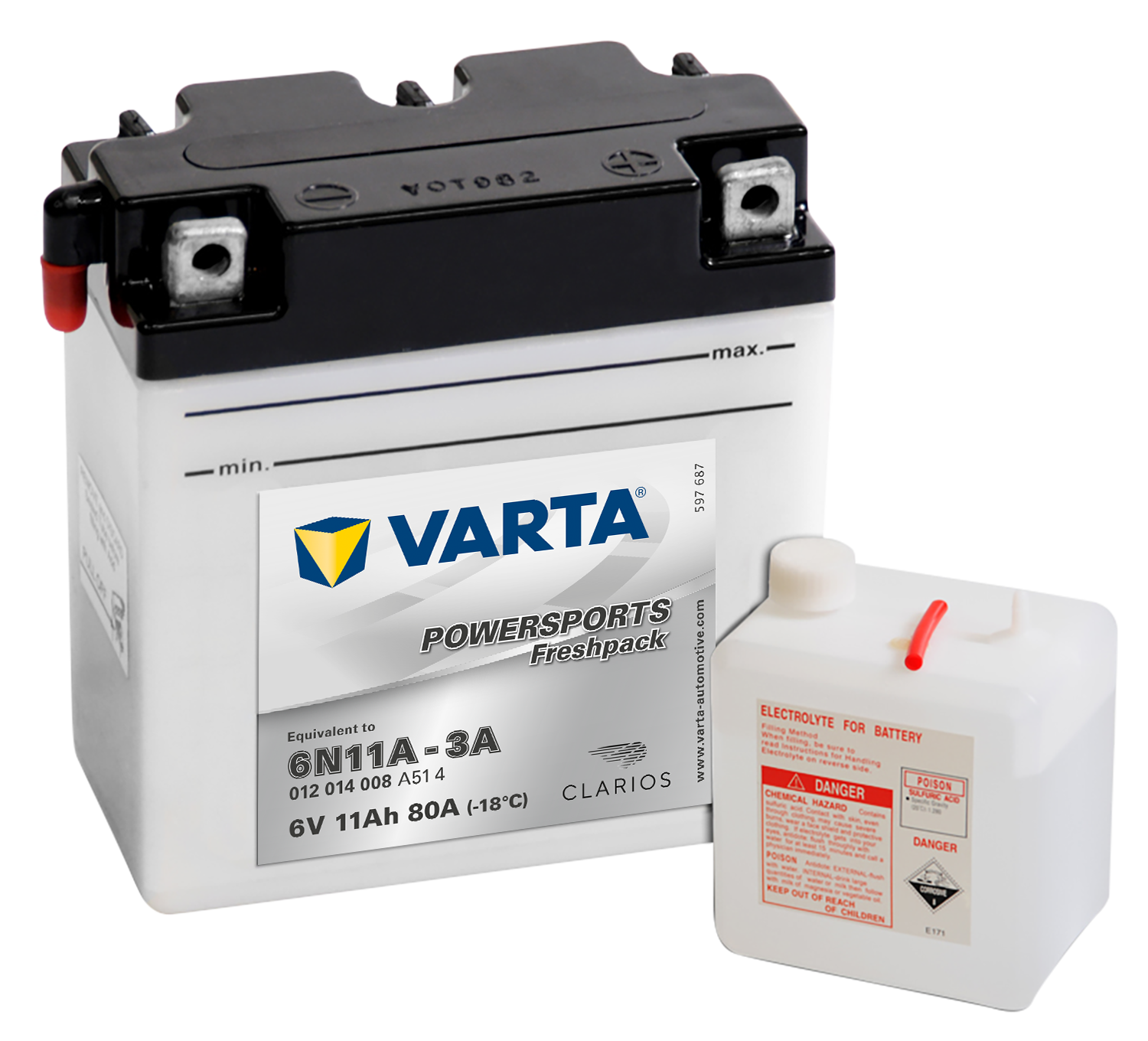 VARTA MC Batteri 6V 12AH 80CCA (122x61x135mm) +høyre 6N11A-3A (011014)