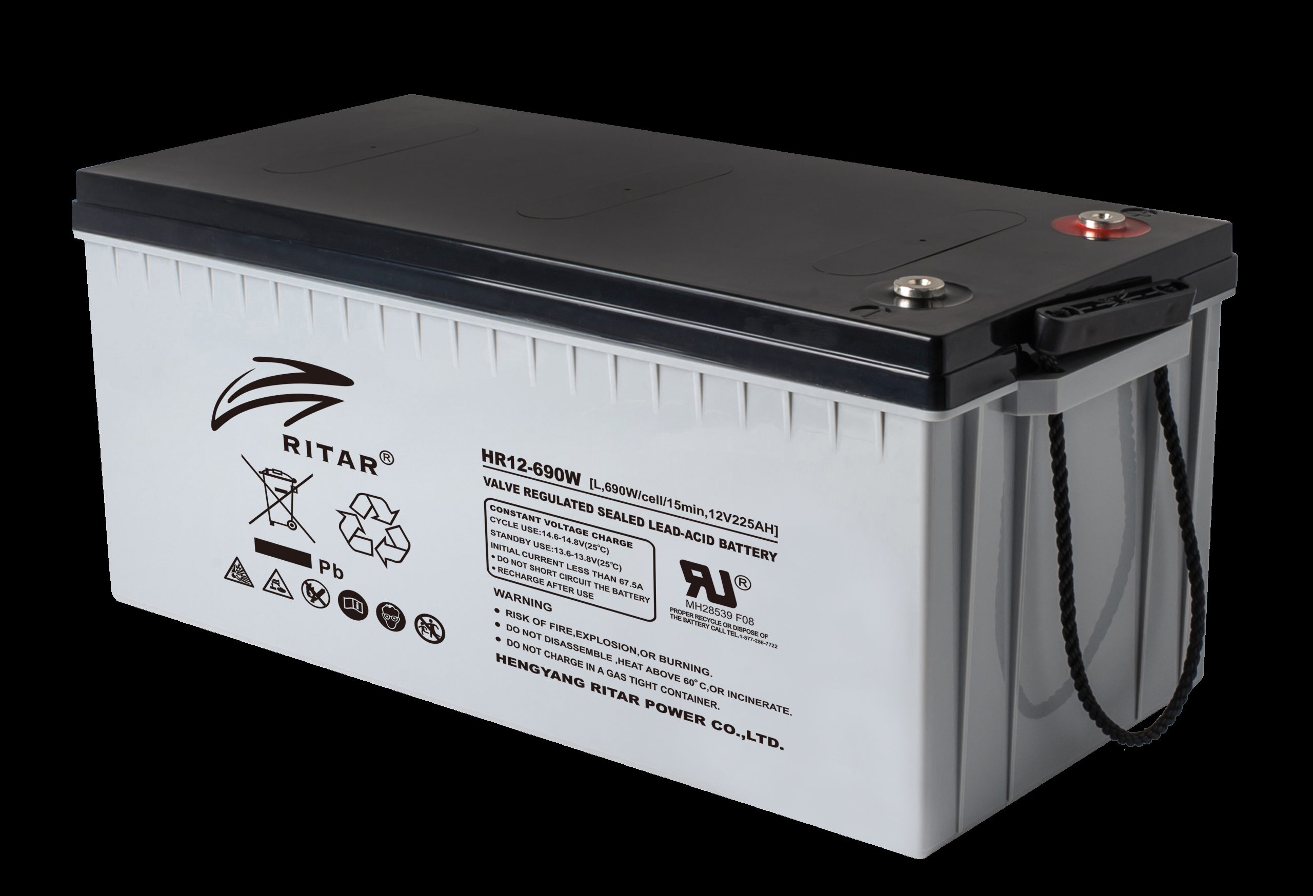 RITAR High Rate AGM Batteri 12V 210AH C10 (522x240x224) + høyre 1 RITAR High Rate AGM Batteri 12V 210AH C10 (522x240x224) + høyre