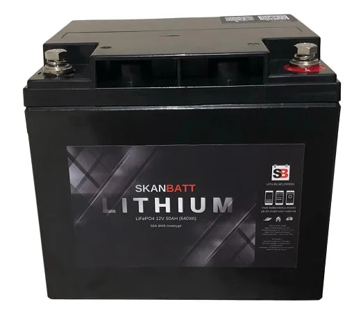 SKANBATT Bluetooth Lithium Batteri 12V 50AH 50A BMS