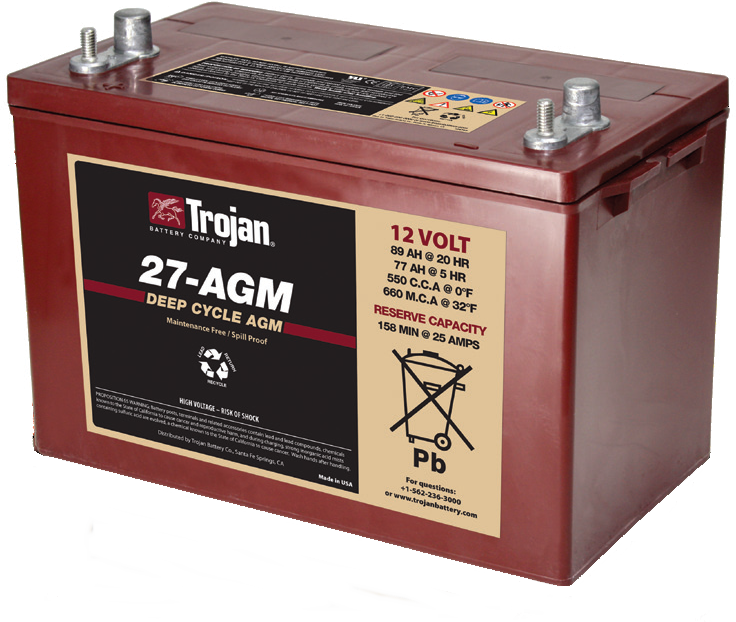 66b2de47-aa93-4a6a-a6cc-324643834307 TROJAN AGM Deep Cycle Traksjonsbatteri 12V 89Ah (318x174x221mm) +venstre - Bilde 1