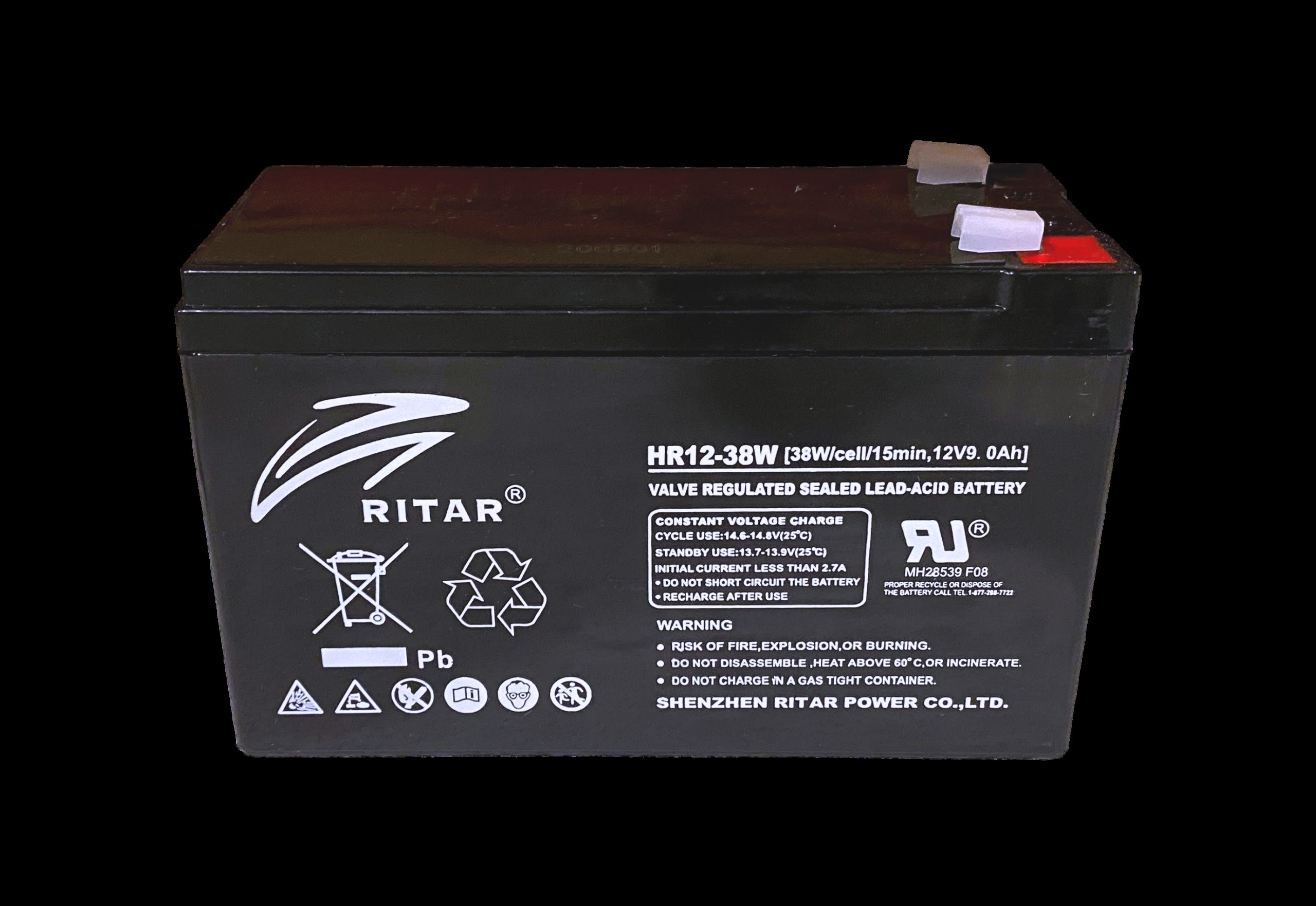 RITAR High Rate AGM Batteri 12V 9AH (151x65x93,5mm) F2 1 RITAR High Rate AGM Batteri 12V 9AH (151x65x93,5mm) F2