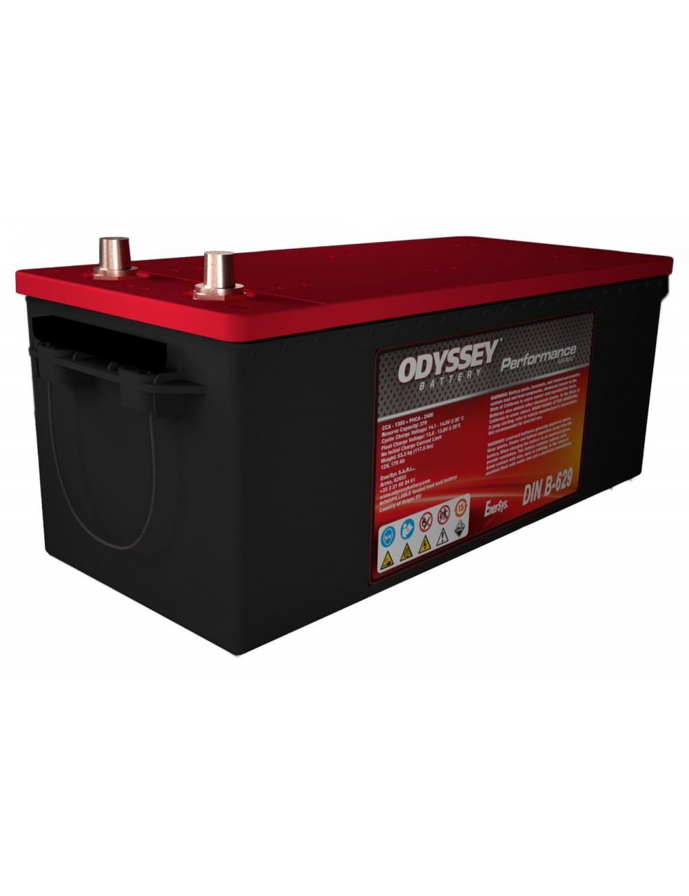 ODYSSEY ODP-AGMDINB Batteri 12V 170AH 1300CCA (518x223x218mm) + venstre 1 ODYSSEY ODP-AGMDINB Batteri 12V 170AH 1300CCA (518x223x218mm) + venstre