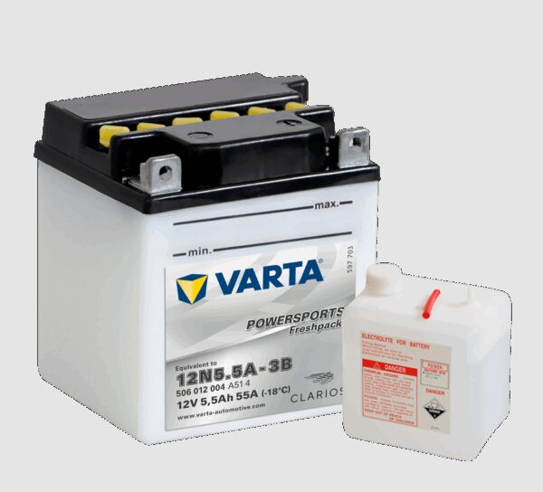 VARTA MC Batteri 12V 5,5AH 58CCA (103x90x114mm) +høyre 12N5,5A-3B