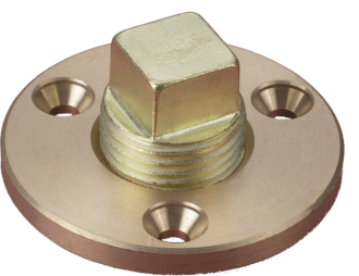 Bunnplugg 1'' - Firkanthode - Messing