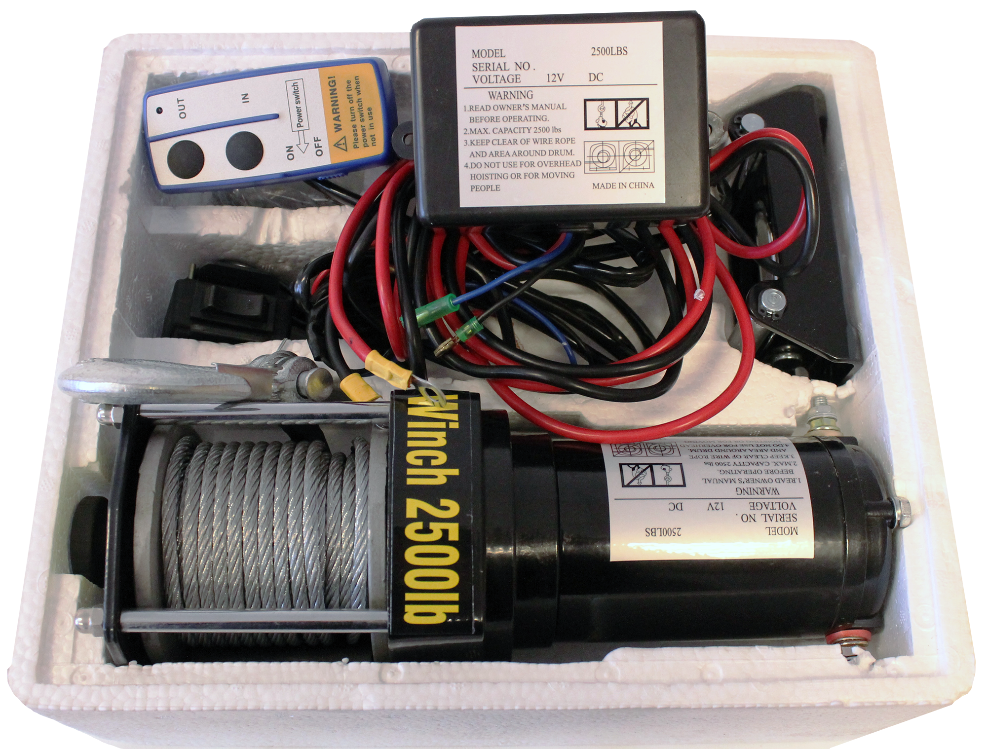 Elektrisk vinsj med fj.kontroll - 12v - 1130 kg 1 Elektrisk vinsj med fj.kontroll - 12v - 1130 kg