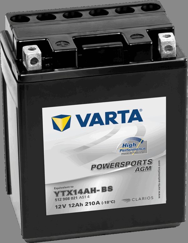 VARTA AGM MC Batteri 12V 12AH 210CCA (134x89x166mm) +venstre YTX14AH-BS