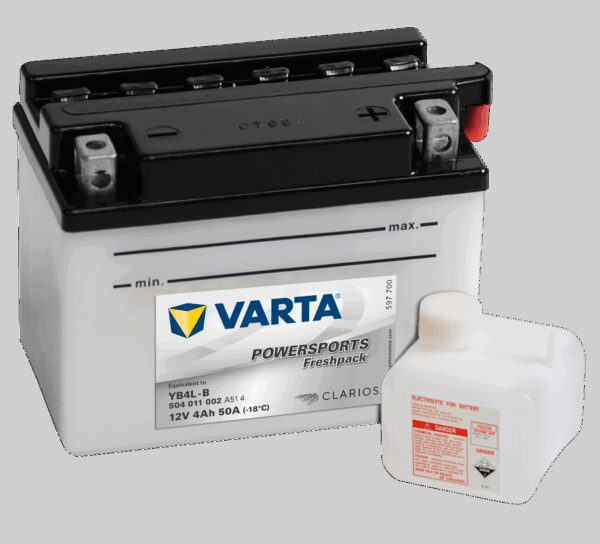 VARTA MC Batteri 12V 4AH 50CCA (121x71x93mm) +høyre YB4L-B