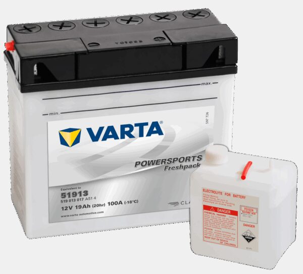 VARTA MC Batteri 12V 19AH 100CCA (186x82x171mm) +høyre 51913