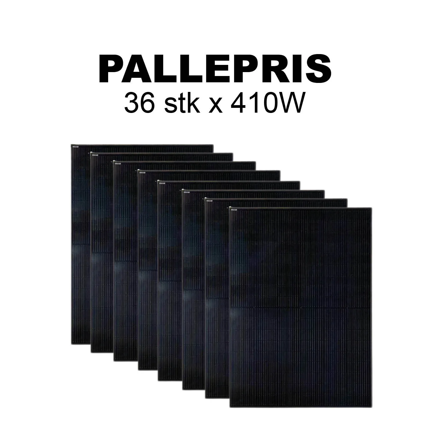 PALLEPRIS - 36stk - CSUN Solcellepanel 410W - All black - PERC - A Grade - 7200pa - Half Cut - 1724x1134x30mm
