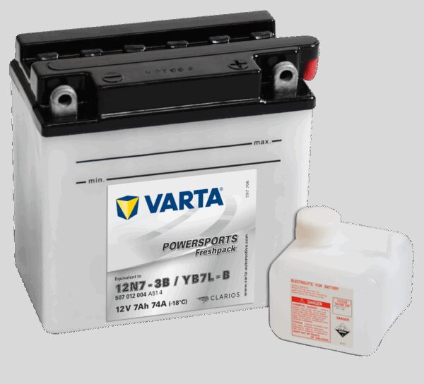 VARTA MC Batteri 12V 7AH 74CCA (136x76x134mm) +høyre YB7L-B