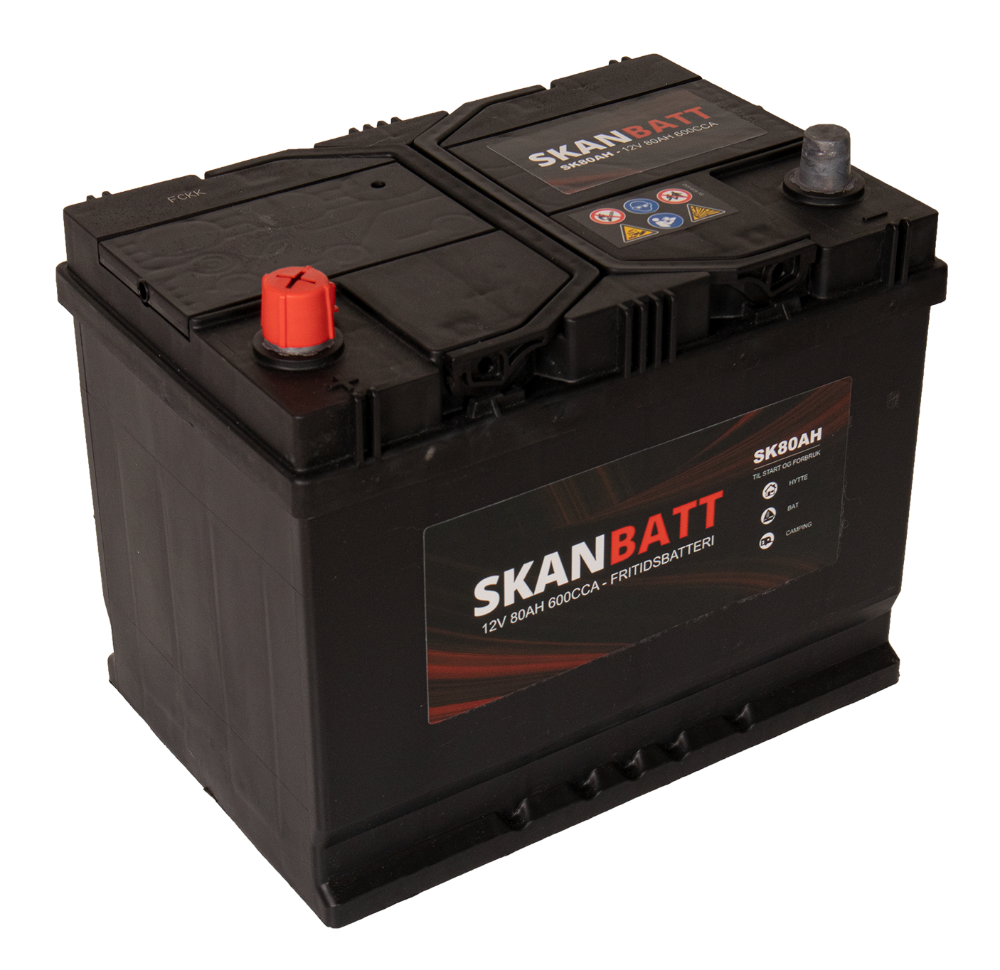 SKANBATT Fritidsbatteri 12V 80AH 600CCA (256x174x205/225mm) +venstre 1 SKANBATT Fritidsbatteri 12V 80AH 600CCA (256x174x205/225mm) +venstre