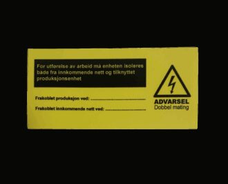 Skilt - Dobbelt mating, inntaksskap (Folie)