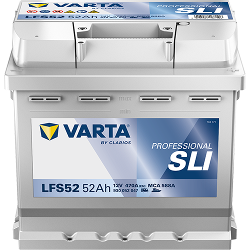 VARTA Fritidsbatteri 12V 52 AH 470 CCA (207x175x190mm) + høyre LFS52
