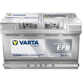 VARTA Fritidsbatteri EFB Batteri 12V 80AH 800CCA (315x175x190/190mm) +høyre LED80 (VAR-930080)