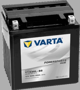 VARTA AGM MC Batteri 12V 30AH 450CCA (166x127x175mm) +høyre YTX30L-BS