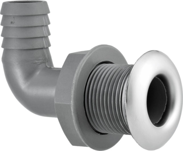 Skroggjennomføring syrefast/nylon 90 grader 1 Skroggjennomføring syrefast/nylon 90 grader