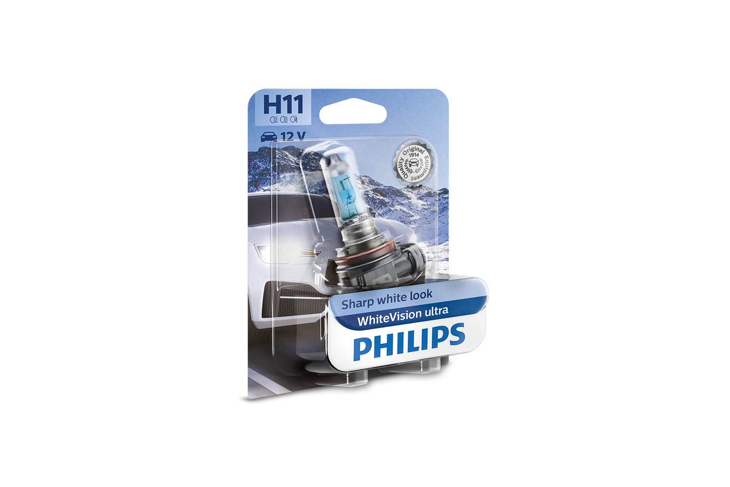 Philips H11 WhiteVision Ultra Halogen pære 1 Philips H11 WhiteVision Ultra Halogen pære