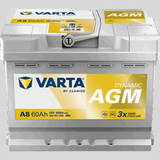 VARTA Dynamic AGM Batteri 12V 60AH 680CCA (242x175x190/190mm) +høyre A8
